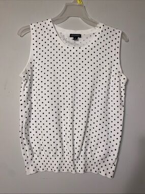 George White Sleeveless Polka Dot Knit Tank